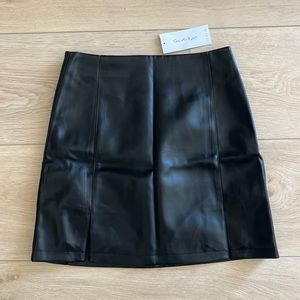 A line leather skirt